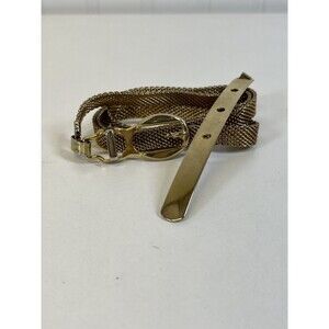 1980s Vtg‎ Narrow/Skinny Matte Gold Tone Mesh Metal Womens Belt Sz Med. 31 Inch
